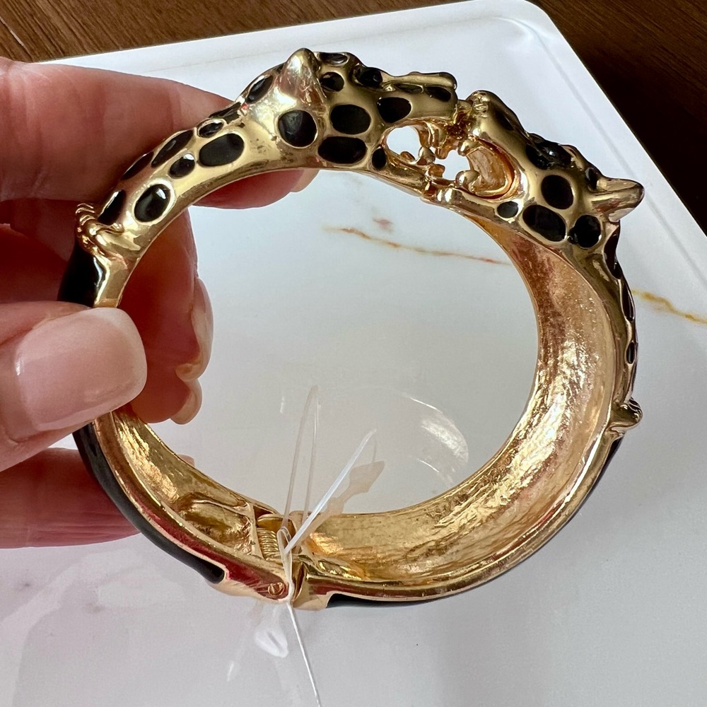 Gold and Black Leopard Cuff Bracelet